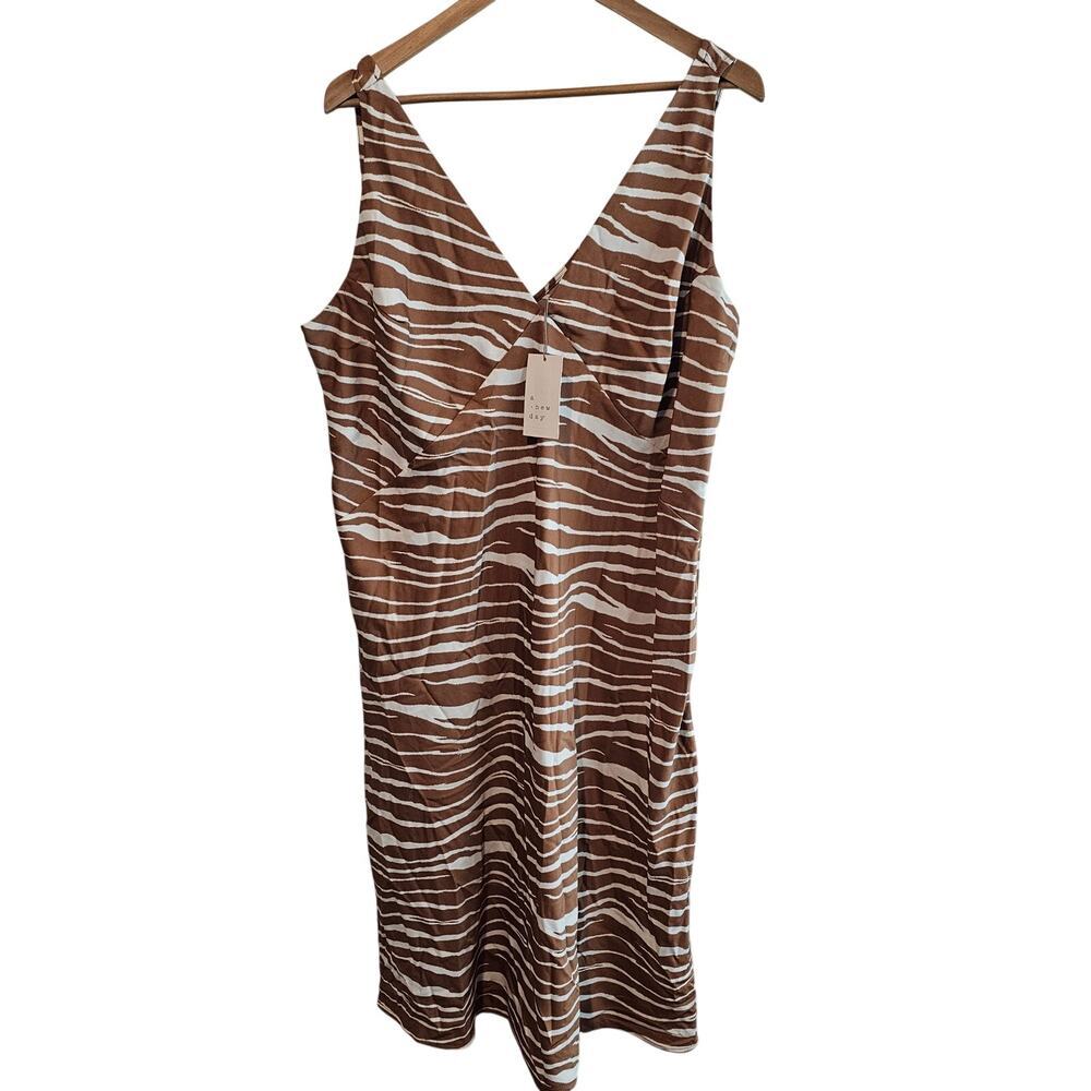 A New Day Dress Womens Size XXL Brown Animal Print Glam Vacation Party Summer